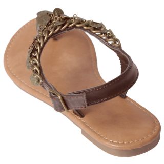 Journee Collection Girls Derosa 2s Chain Accent T strap Sandals