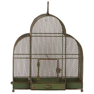 Green Antiqued Metal Bird Cage