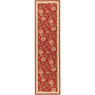Printed Ottohome Floral Burgundy Runner Rug (2 x 7)