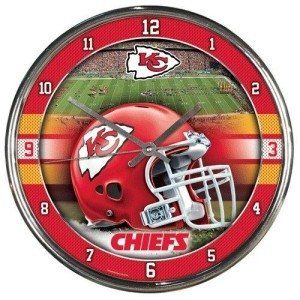 Kansas City Chiefs Round Chrome Wall Clock Sports