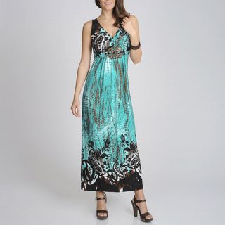 Richards Womens Turquoise Printed Maxi Dress