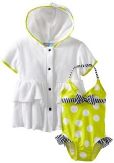 Baby Bunz Girls Infant Big Dots N Stripe, Green/White, 24