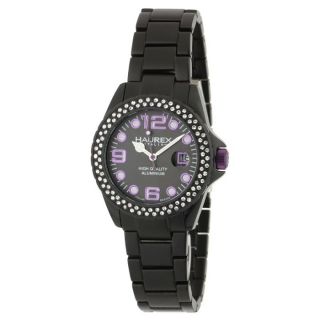 Montre noire en aluminium. Cadran noir et violet doté dun affichage