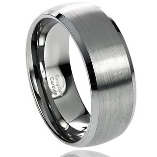 Daxx Mens Tungsten Carbide Brushed Center Beveled Edge Band (8 mm