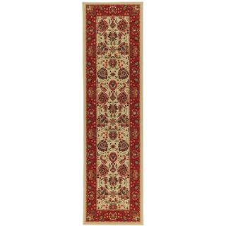Non Skid Ottohome Ivory Floral Traditional Runner Rug (18 x 411
