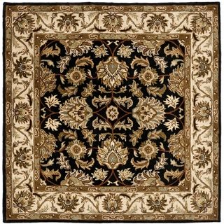 Handmade Heritage Kashan Black/ Beige Wool Rug (6 Square)