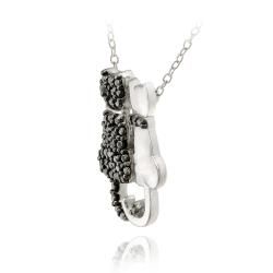 Sterling Silver Black Diamond Accent Cat Necklace