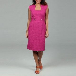 Tahari Womens Hot Pink Jacquard Sheath Dress
