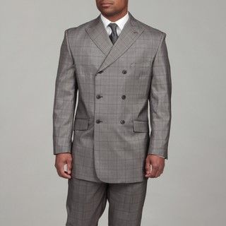 English Laundry Mens Black/ Grey Double Breasted Suit