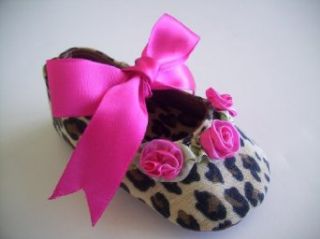 Baby Shoes ~ Roses and Leopard (Large (fits 6 12 month
