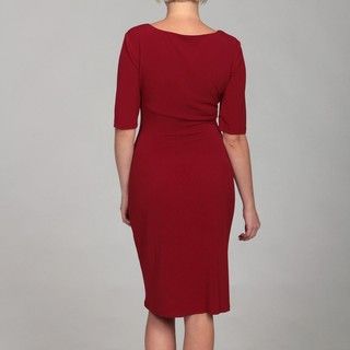 Connected Apparel Womens Scarlett Red Ruche Dress