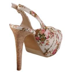 Journee Collection Womens Blythe 2 Floral Peep Toe Slingback Pumps