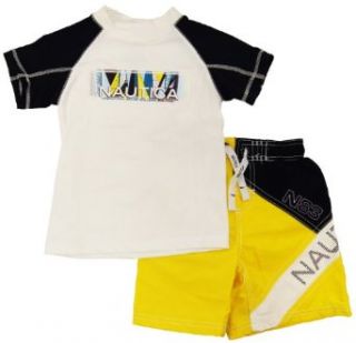 Nautica Toddler Boys Yellow/White Print Rash Guard Swim