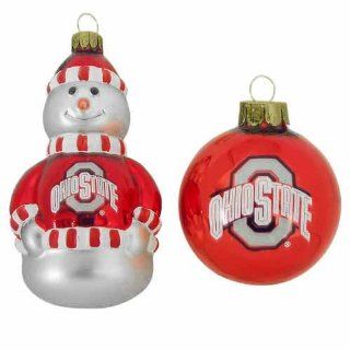 NCAA Ohio State Buckeyes Snowman and Ball Mini Blown Glass