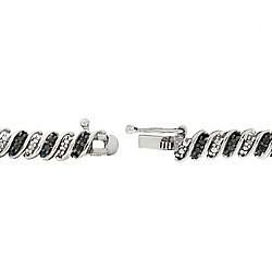 DB Designs Sterling Silver Black Diamond Accent Tennis Bracelet