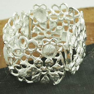 Sterling Silver Cut Out Flowers Bracelet (Mexico)
