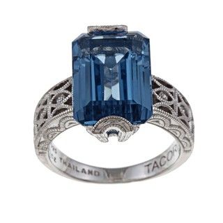 Tacori IV Silver Simulated Topaz and Cubic Zirconia Ring