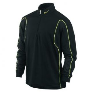NIKE Mens Contrast Stitch Cover Up Golf Shirt, Black/Volt