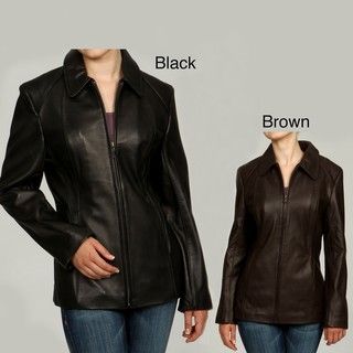 Izod Womens New Zealand Lambskin Leather Scuba Jacket