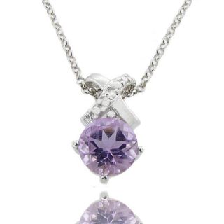 Sterling Silver Amethyst and Diamond Accent X Necklace