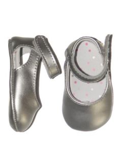  Silver Metallic Leather Hook & Loop Strap Shoe by Baby Deer Shoes