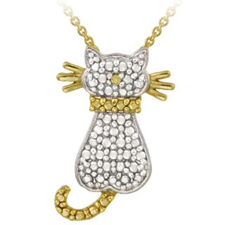 DB Designs 18k Gold Over Sterling Silver Yellow Diamond Accent Cat