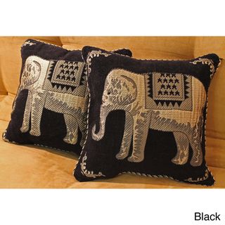 Chenille Corded Elephants Throw Pillows (Set of 2)