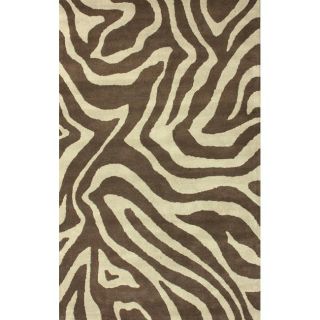 Handmade Alexa Modern Zebra Pattern Wool Rug (76 x 96)