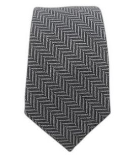 Gray and Silver Wool Herringbone Skinny Tie Clothing