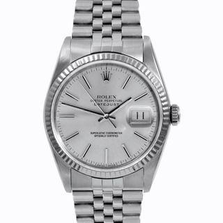 Rolex Mens Stainless Steel Datejust Silver Stick Dial Watch