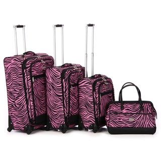 Nicole Miller Wild Zebra 4 piece Expandable Spinner Luggage Set