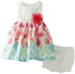 Nannette Baby girls Infant Floral Santeen Dress Clothing