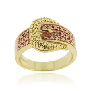 DB Designs 18k Two tone Gold over Silver Champagne Diamond Buckle Ring