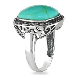 Miadora Sterling Silver Cushion cut Turquoise Cabochon Cocktail Ring