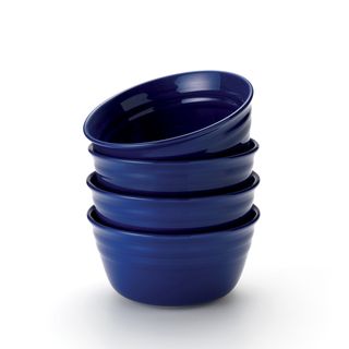 Rachael Ray Double Ridge Blue 6 inch Cereal Bowls (Set of 4