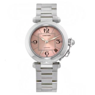 Cartier Womens Pasha Stainless Steel Pink Dial Watch