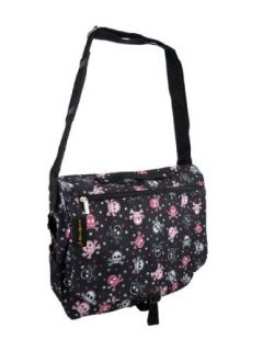 Black, Pink & White Skull & Crossbones Messenger Bag