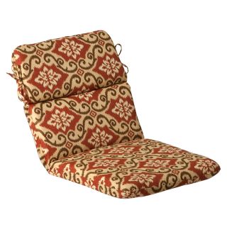 Pillow Perfect Outdoor Red/ Tan Damask Round Chair Cushion