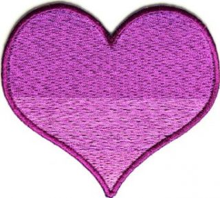 Embroidered Iron On Patch   Pink Heart Shaped Patch 3 x 2