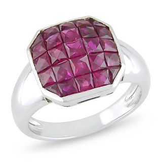 18k White Gold Square cut Ruby Ring