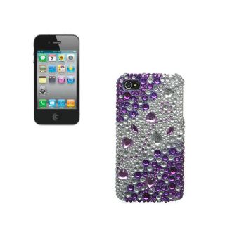 Premium iPhone 4/ 4S Purple and Silver Rhinestone Case