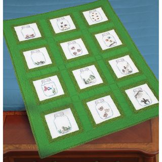 Themed Stamped White Quilt Blocks 9X9 12/Pkg Creatures In Jars Today