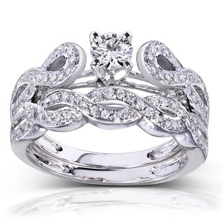 14k White Gold 1/2ct TDW Diamond Braided Bridal Ring Set