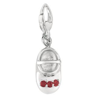 Sterling Silver Ruby 3 stone Baby Shoe Charm