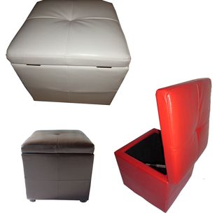 Classic Synthetic Leather Storage Cube with Hinge