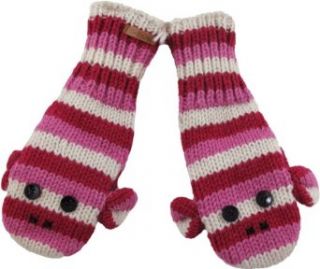 Delux Sock Monkey Pink Striped Mittens Clothing