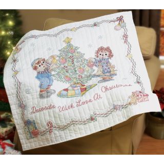 Raggedy Ann Decorate With Love Lap Quilt Stamped Cross Stitc 45X45