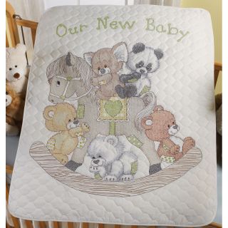 Rocking Horse Bears Crib Cover Stamped Cross Stitch Kit 34X43 Today