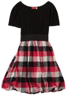 Ruby Rox Girls 7 16 Plaid Two Fer Dress,Black/Fuchsia