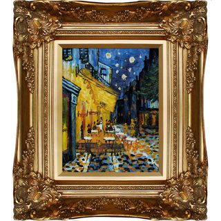 Vincent Van Gogh Cafe Terrace at Night Hand Painted Framed Canvas